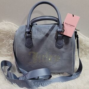Juicy Couture Obsession Satchel Blue Slate Velour Brand New With Tags